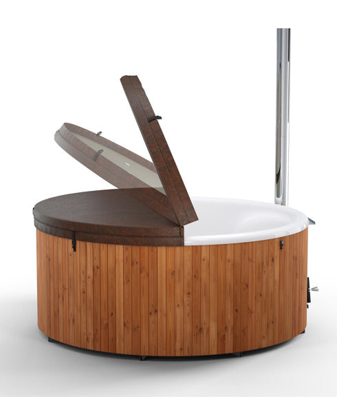 Premium Scandinavian Wood -Fired Eco Hot Tub with Fiberglass Liner, Jets & Light 5-7 person