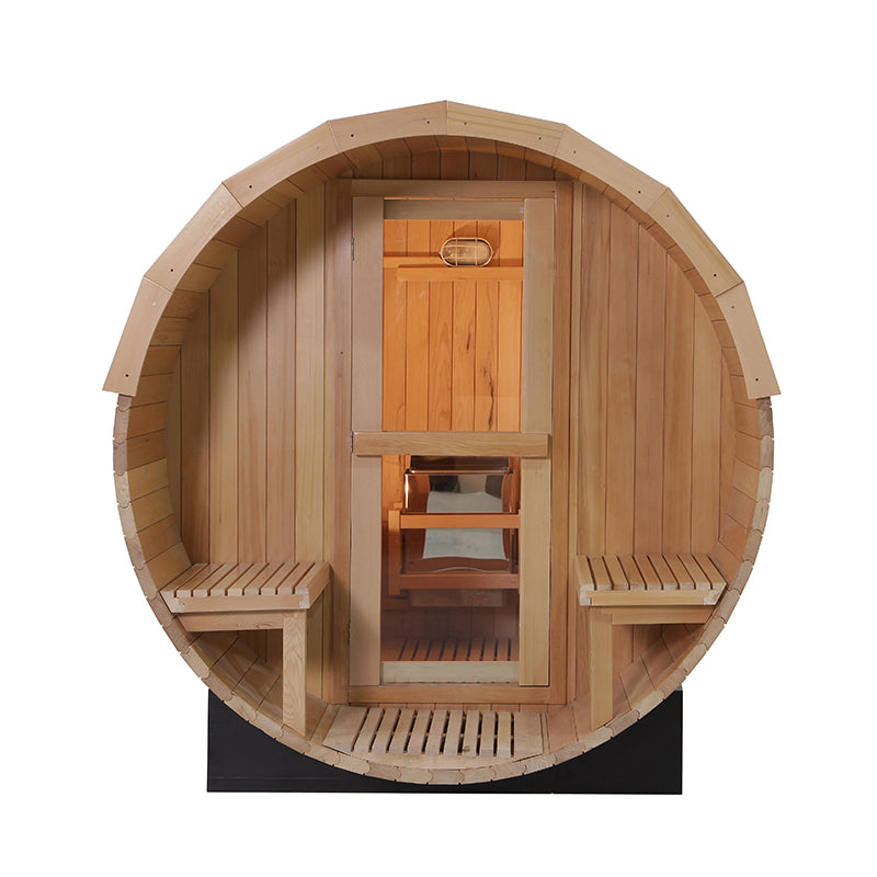 Legacy Red Cedar Barrel Sauna with Porch 8 ft- 4-6 Person