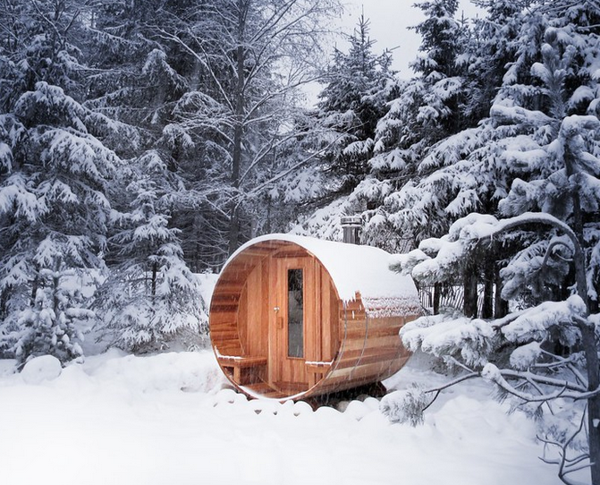 Canadian Legacy Red Cedar Barrel Sauna with Porch 6' x 6'- 2-4 Person